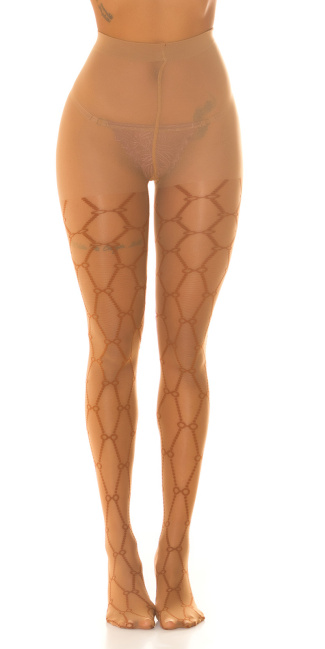Tights with Print Beige